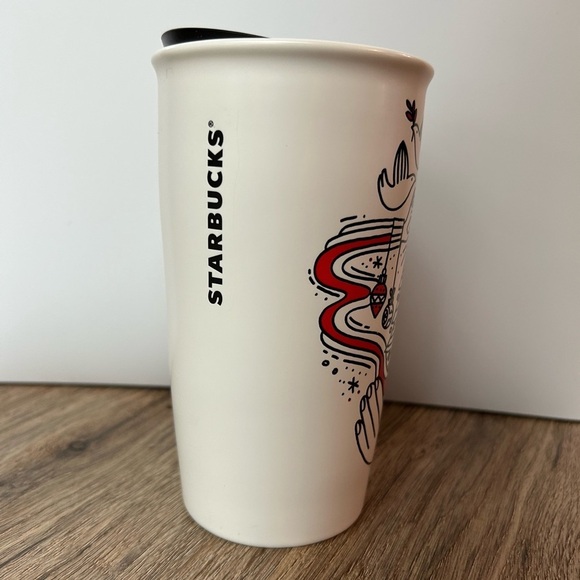 Starbucks 2017 Holiday Scene Ceramic Red Cup Tumbler 12 oz - Picture 3 of 8